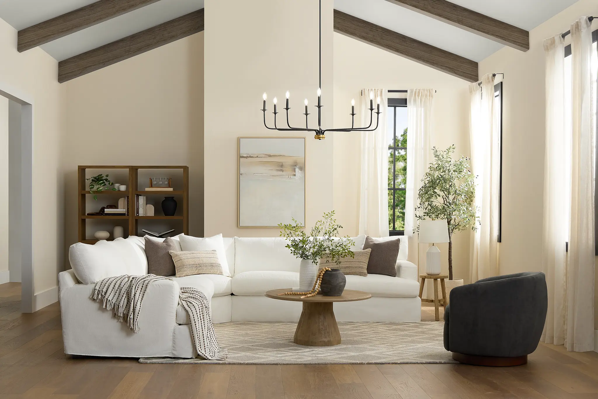 Marren White Fabric Large Two-arm Sectional Marren White Fabric Large Two-arm Sectional