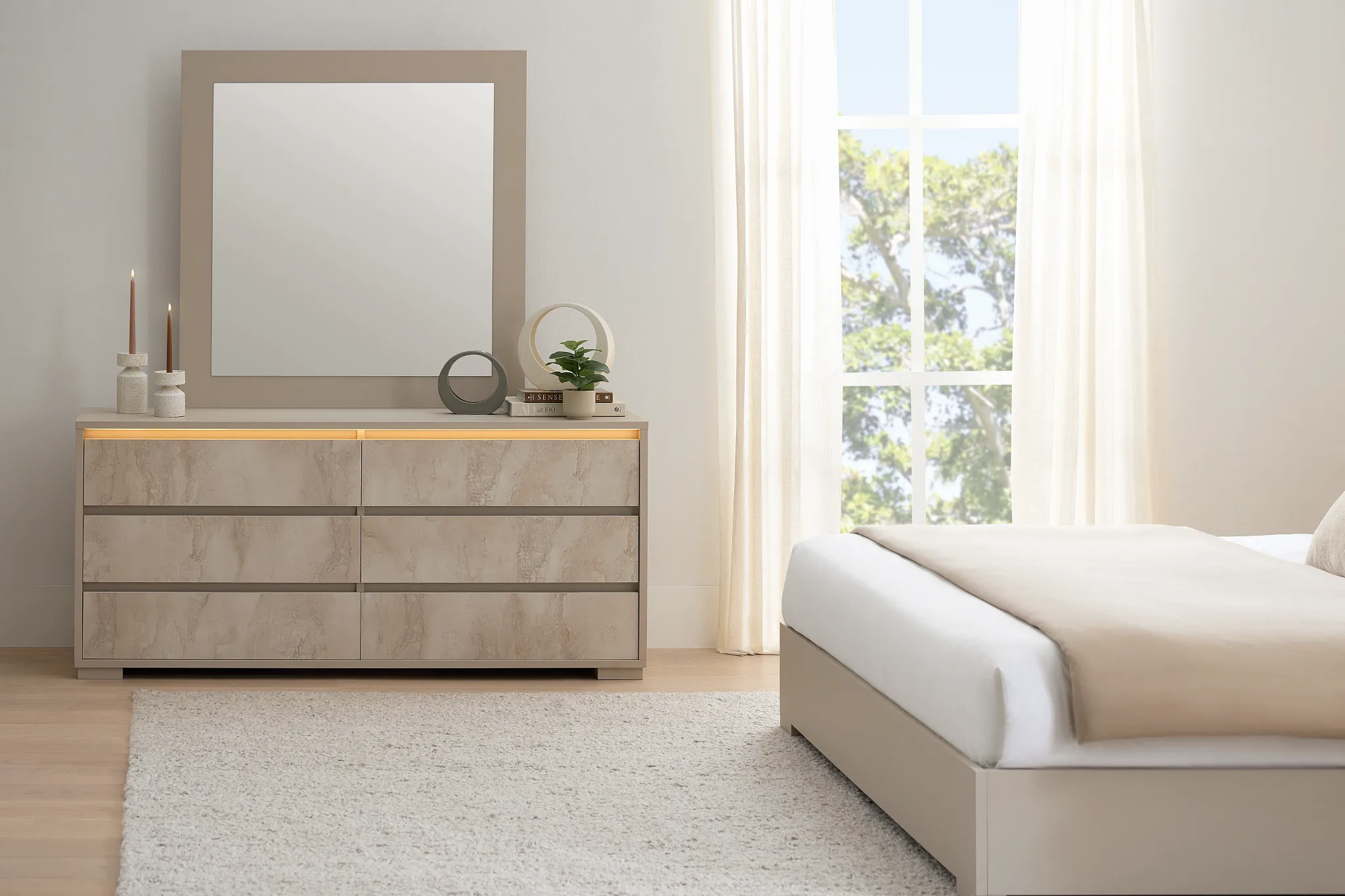 Valencia Light Tone Dresser & Mirror
