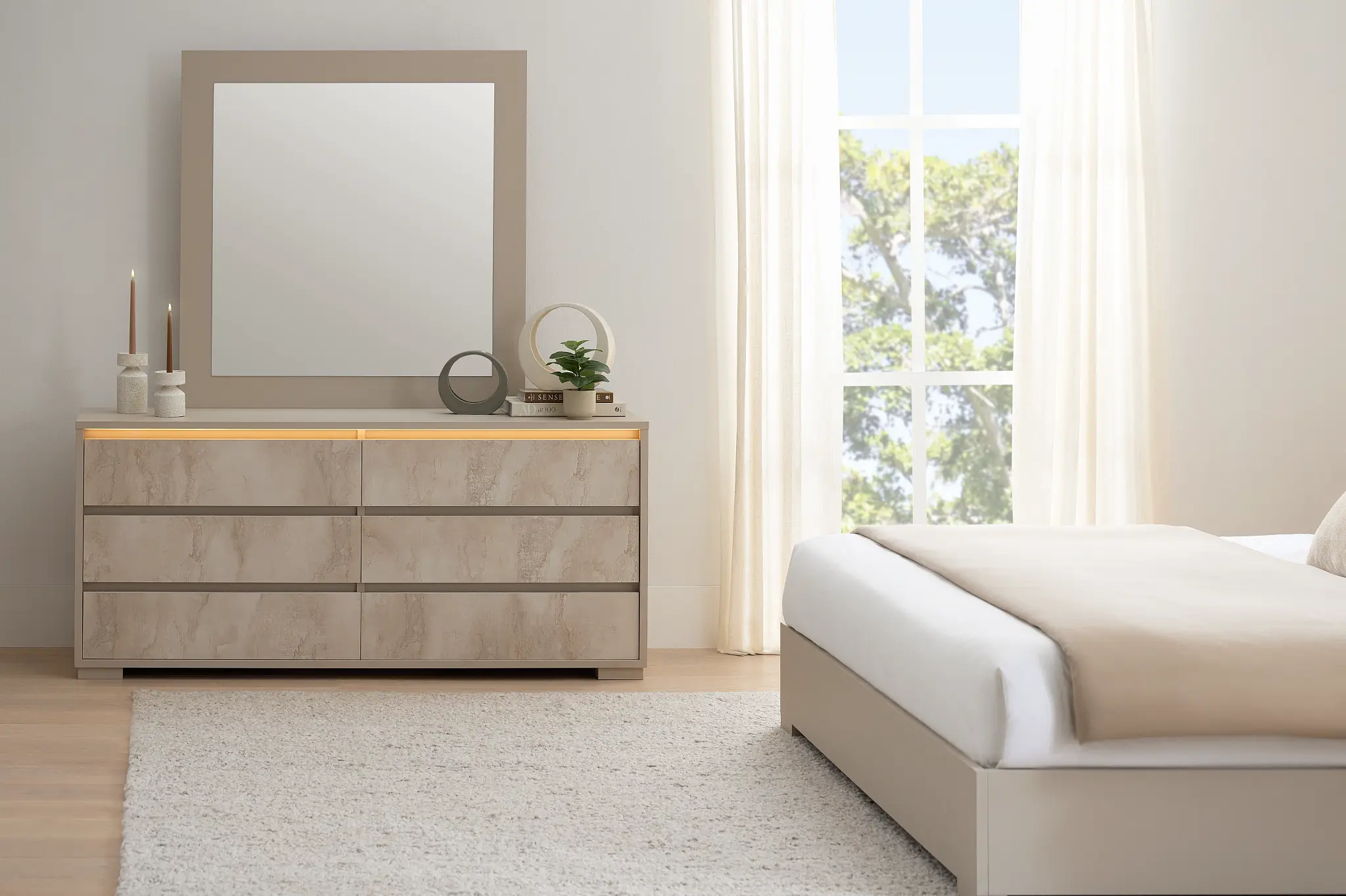 Valencia Light Tone Dresser & Mirror Valencia Light Tone Dresser & Mirror
