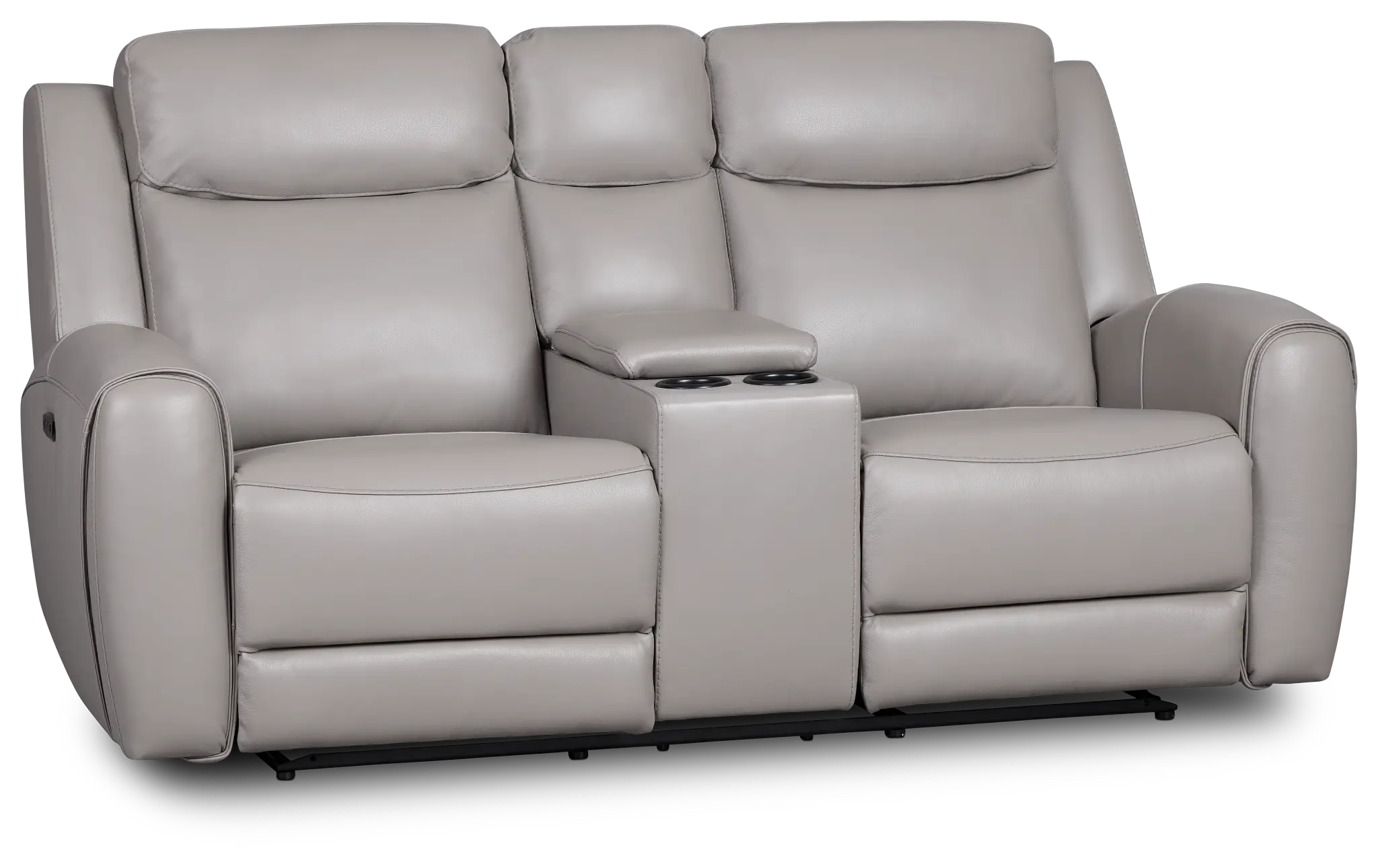 Walker Light Gray Lthr/vinyl Power Reclining Console Loveseat W/ Power Headrest Walker Light Gray Lthr/vinyl Power Reclining Console Loveseat W/ Power Headrest