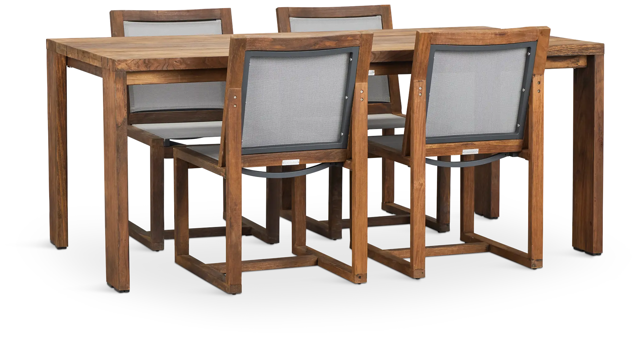 Linear Teak 70" Teak Table & 4 Teak Sling Side Chairs Linear Teak 70" Teak Table & 4 Teak Sling Side Chairs