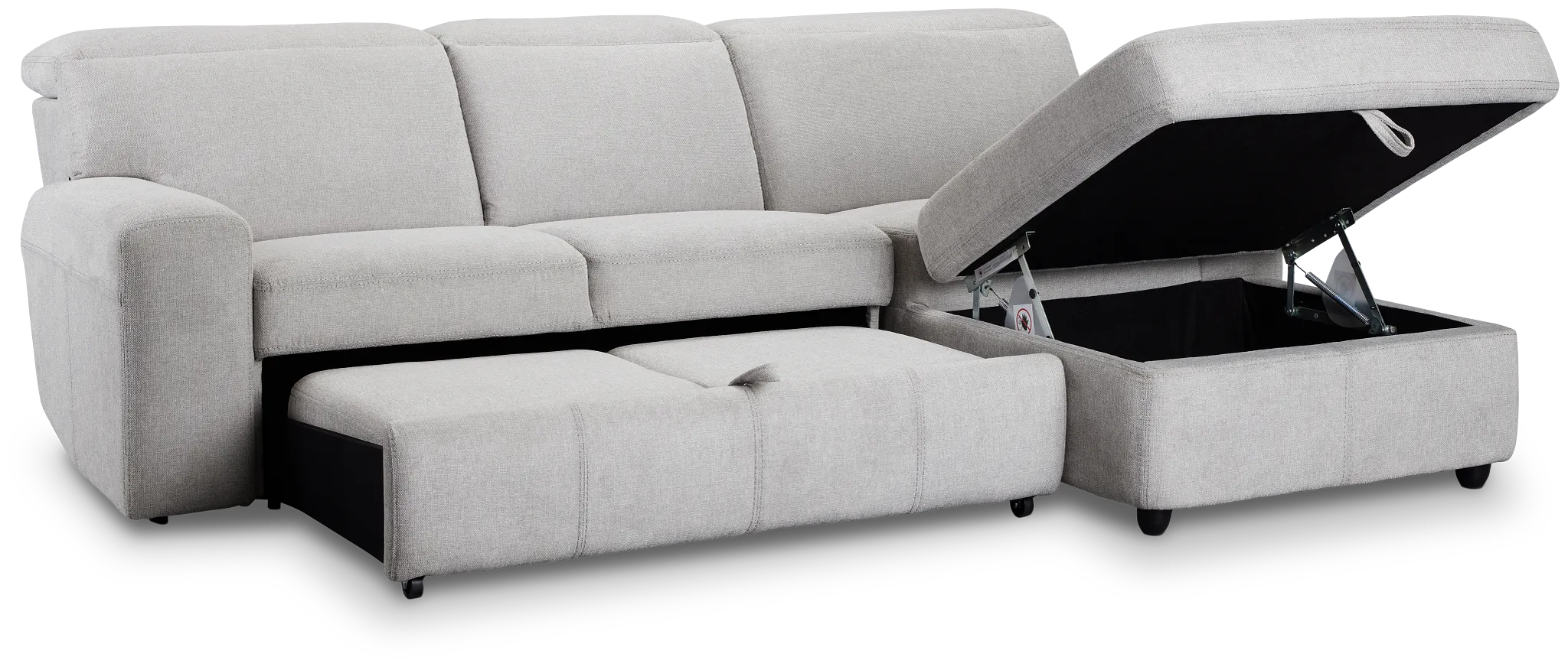 Callum Light Gray Storage Small Right Power Chaise Sleeper Sectional