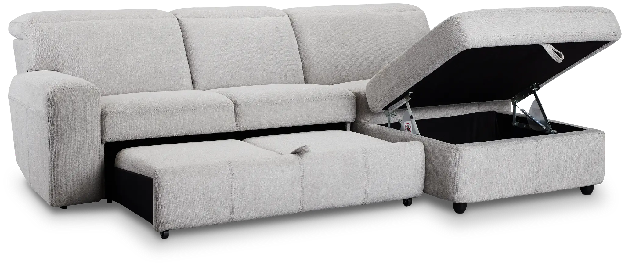 Callum Light Gray Storage Small Right Power Chaise Sleeper Sectional Callum Light Gray Storage Small Right Power Chaise Sleeper Sectional