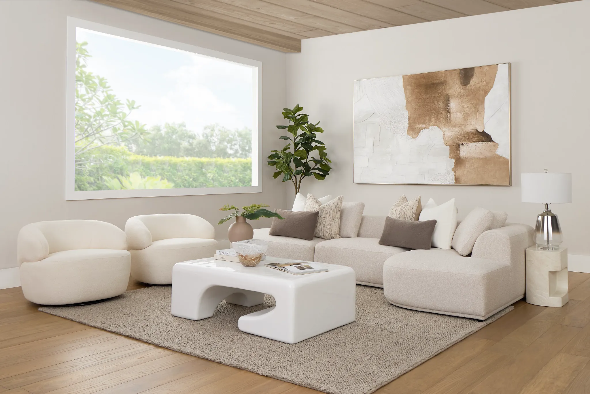 Catalina Beige Fabric Small Right Chaise Sectional