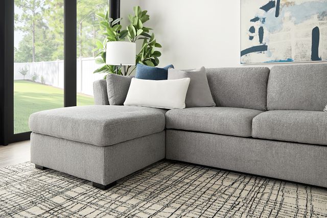 Amber Dark Gray Fabric Large Left Chaise Storage Sleeper Sectional