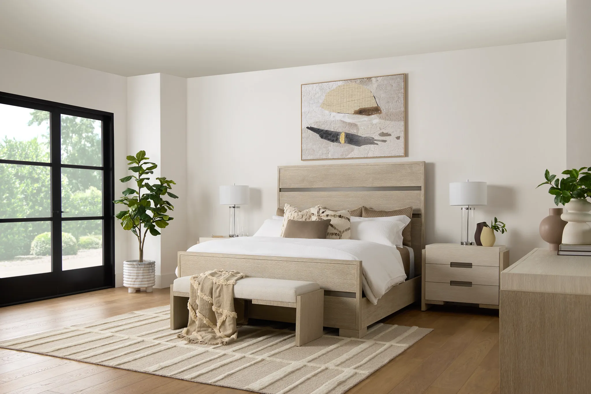 Miramar Light Tone Panel Bed