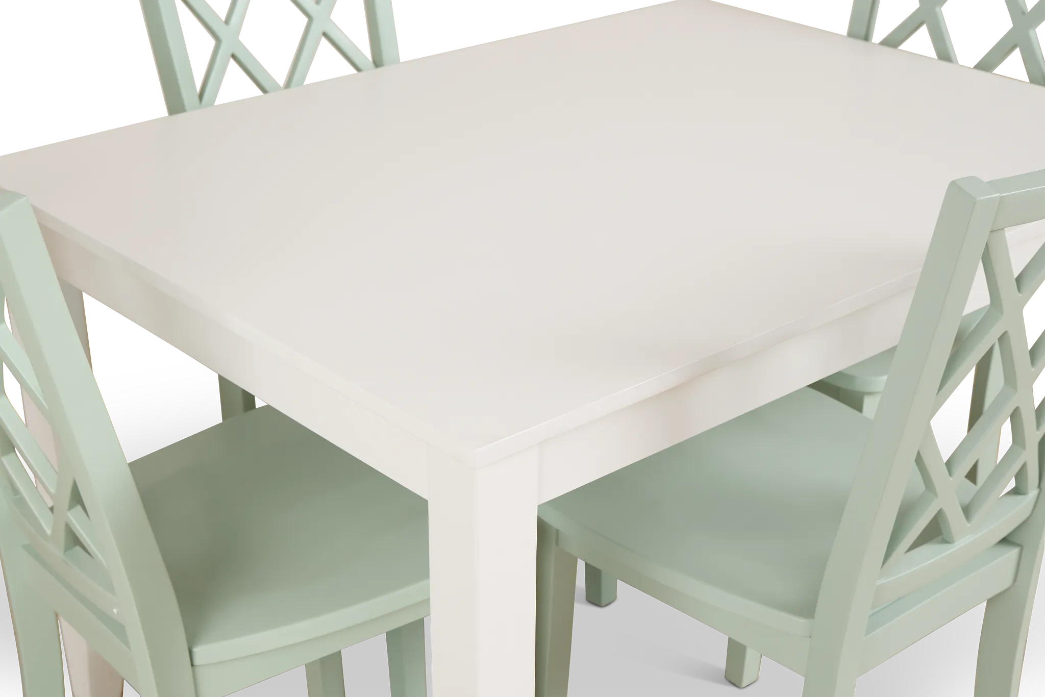 Edgartown White Rect Table & 4 Light Blue Wood Chairs