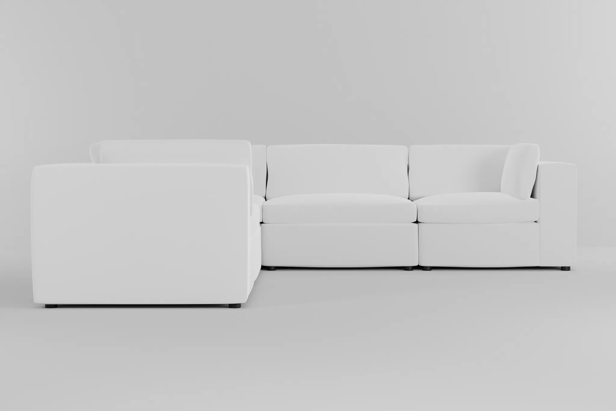 Destin Suave White Fabric 5-piece Modular Sectional