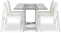 Amalfi White Glass Rectangular Table & 4 Upholstered Chairs