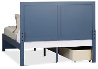 Charleston Dark Blue Panel Bed With 2 Storage Drawers