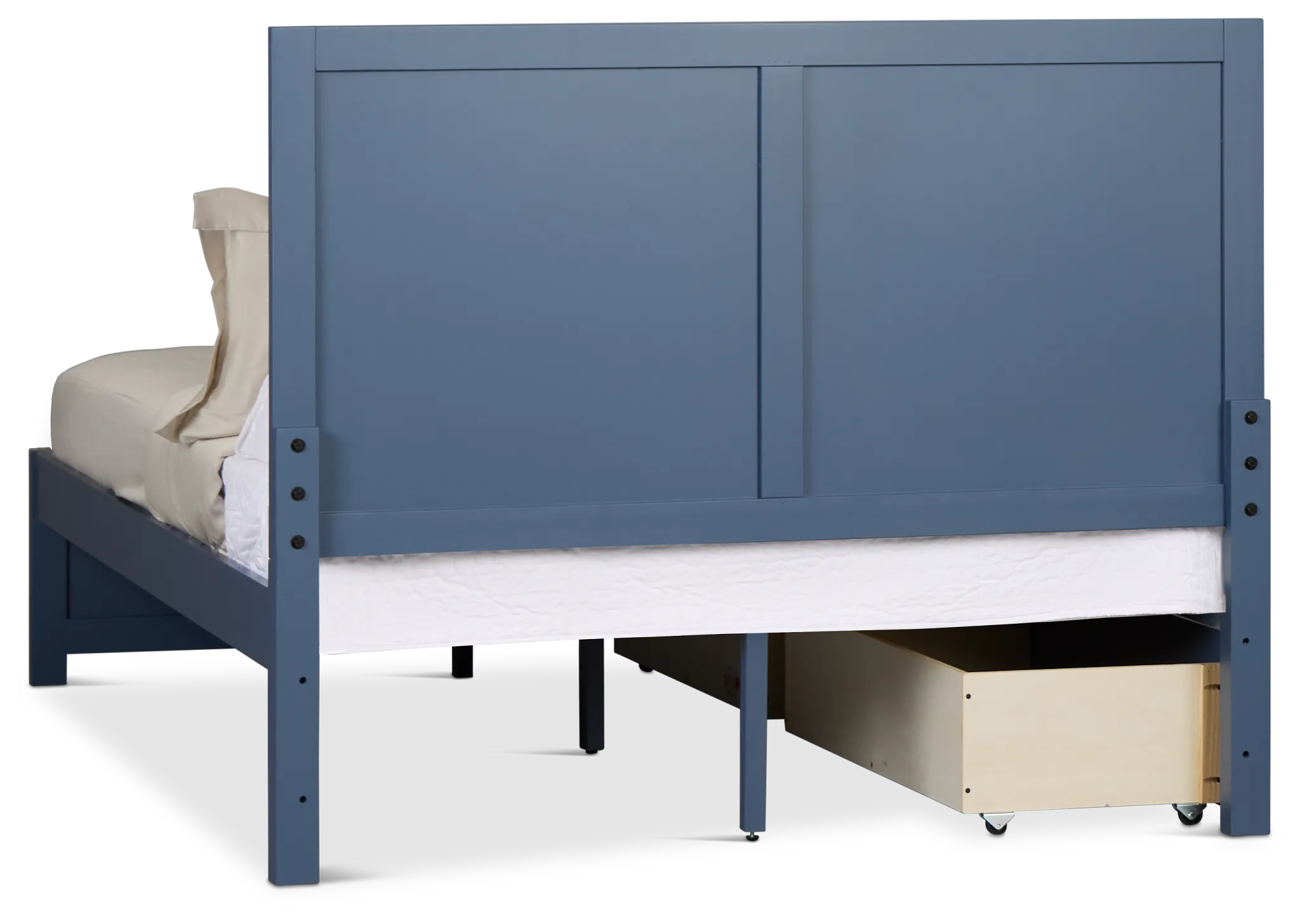Charleston Dark Blue Panel Bed With 2 Storage Drawers