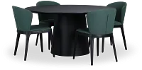 Nomad Black 59" Round Table & 4 Dark Green Chairs W/ Black Legs