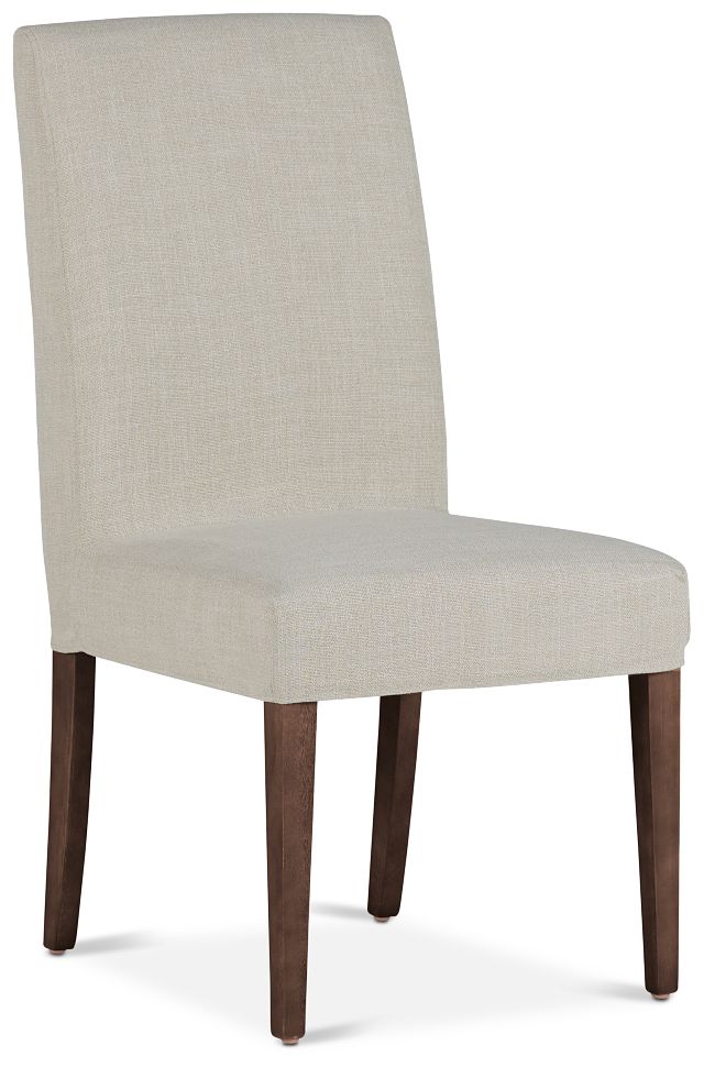 Harbor Light Beige Short Slipcover Chair With Medium-tone Leg
