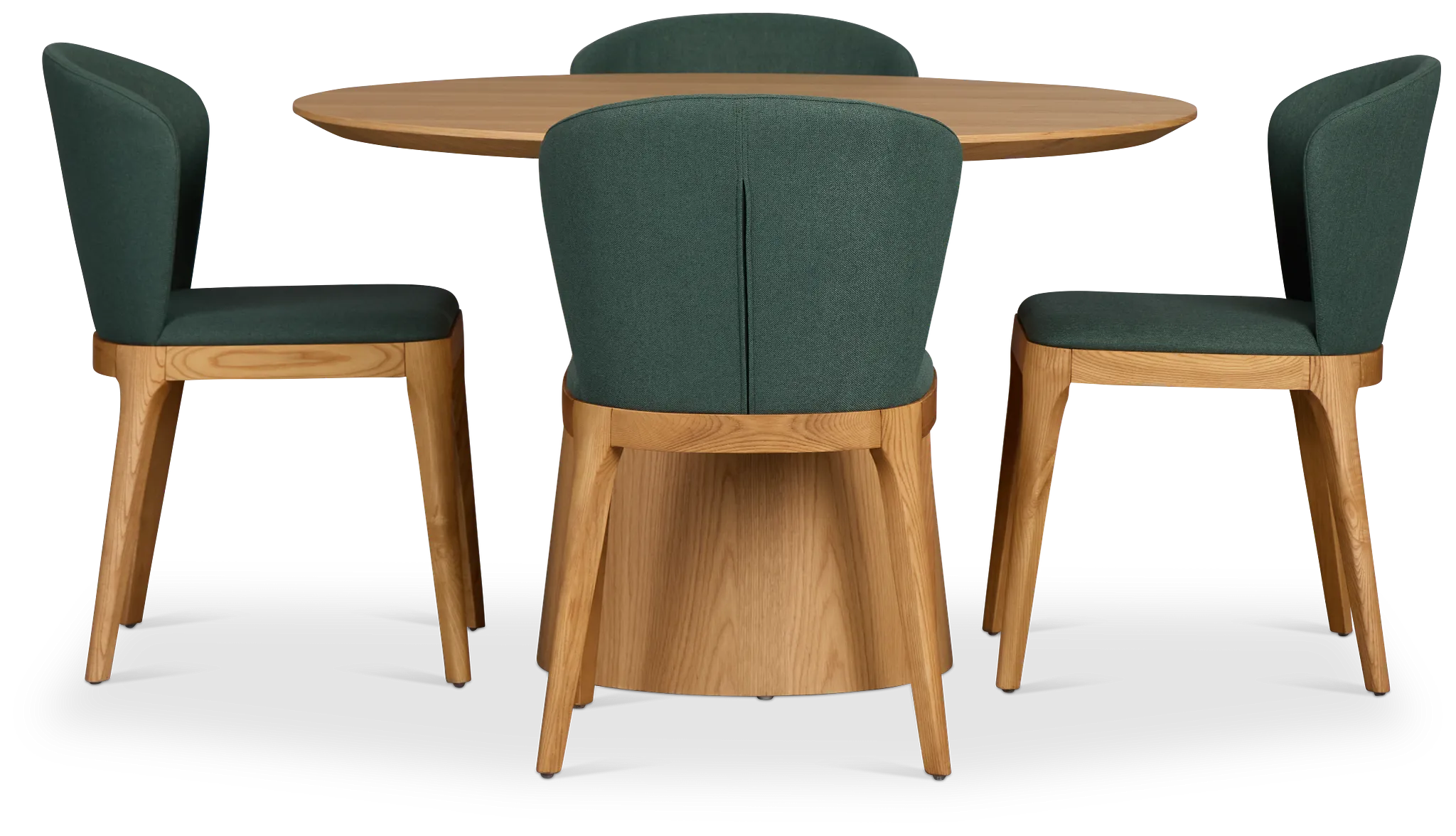 Nomad Light Tone 47" Round Table & 4 Dark Green Chairs W/light Tone Leg