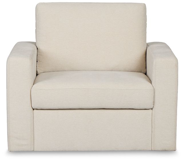 Addie Beige Fabric Swivel Chair