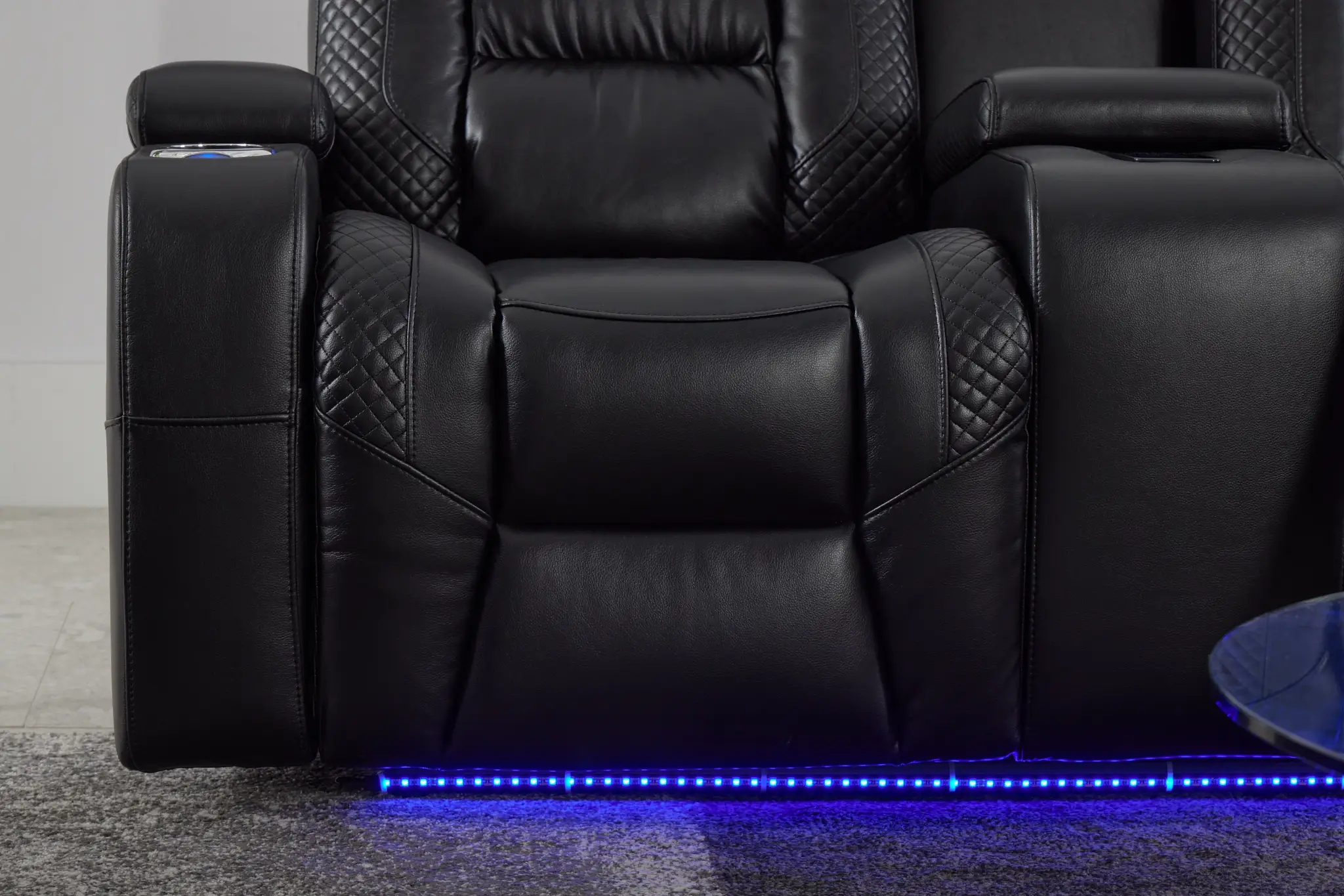 Troy Black Micro Power Reclining Console Loveseat Troy Black Micro Power Reclining Console Loveseat