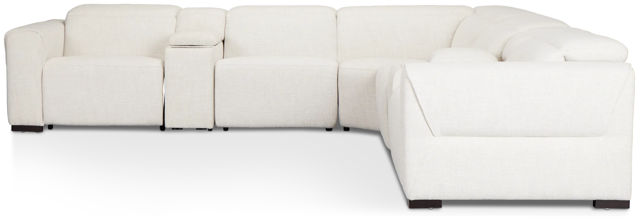 Ellis Light Beige Fabric Large Triple Power Reclining Two-arm Sectional