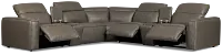 Ryland Dark Gray Lthr/vinyl Large Triple Power Reclining Two-arm Sectional