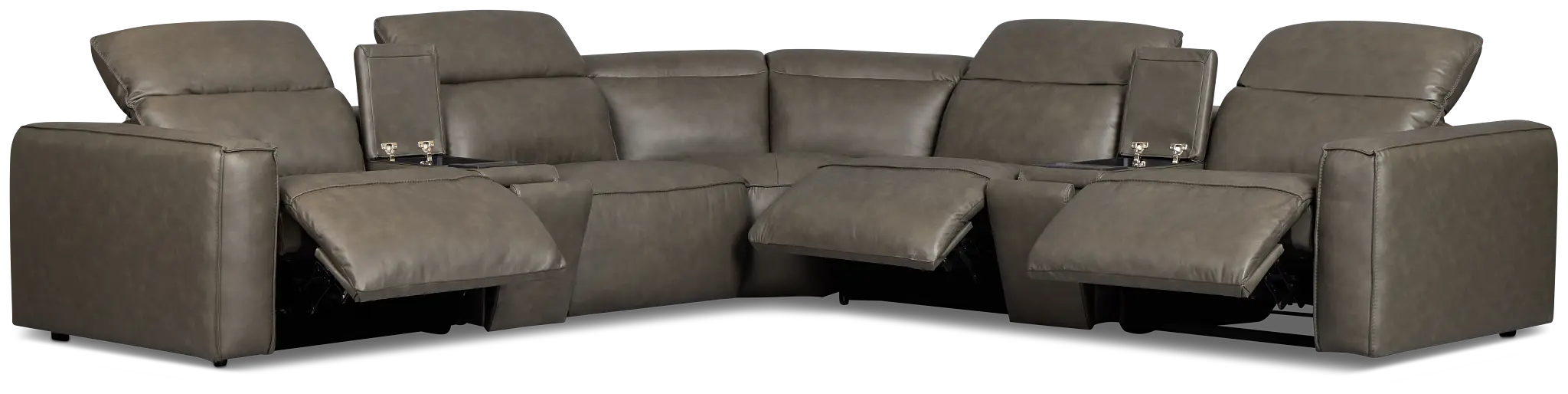 Ryland Dark Gray Lthr/vinyl Large Triple Power Reclining Two-arm Sectional Ryland Dark Gray Lthr/vinyl Large Triple Power Reclining Two-arm Sectional