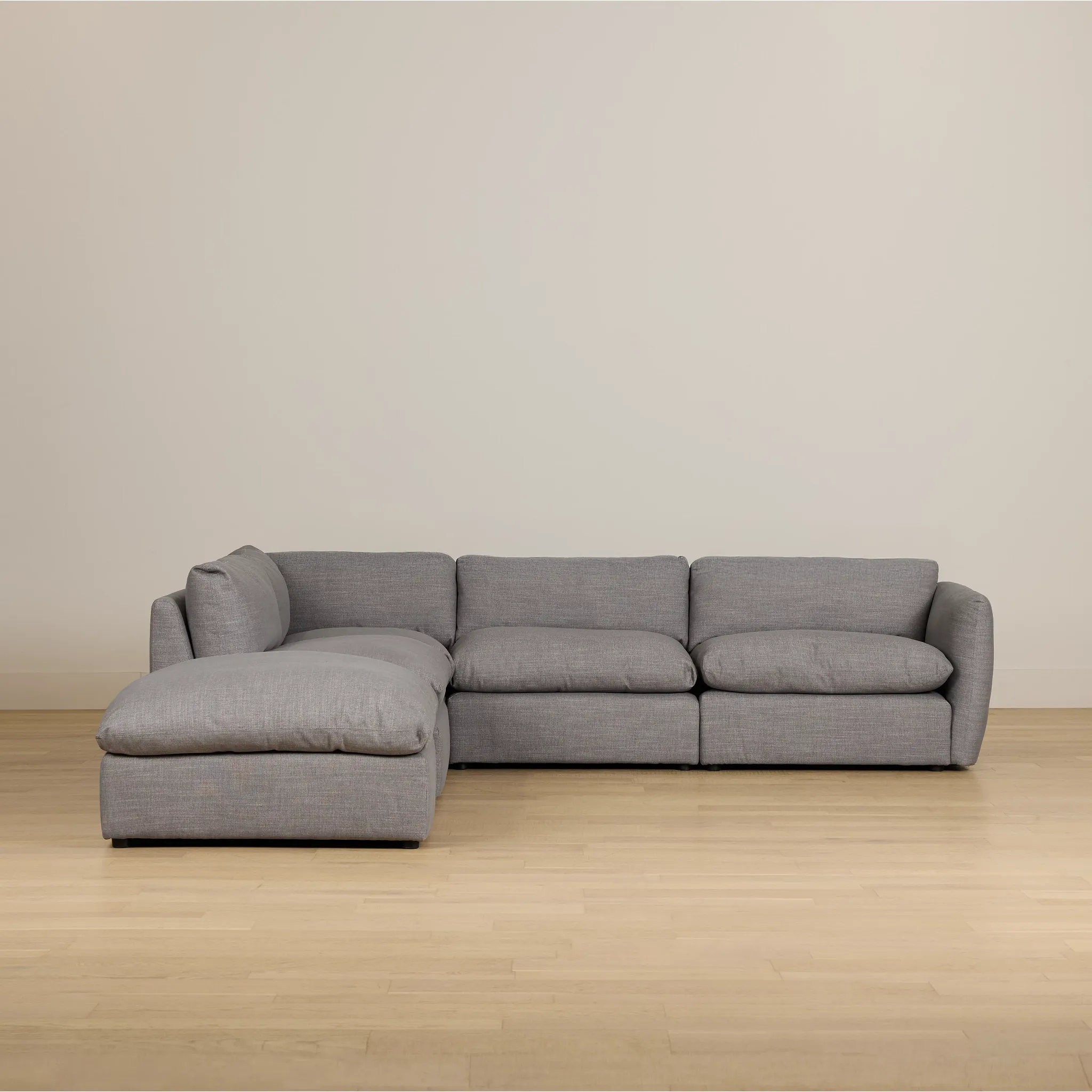 Serena Gray Fabric 5-piece Left Facing Bumper Sectional