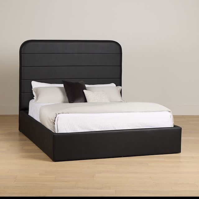 Doral Black Curved Upholstered Platform Bed