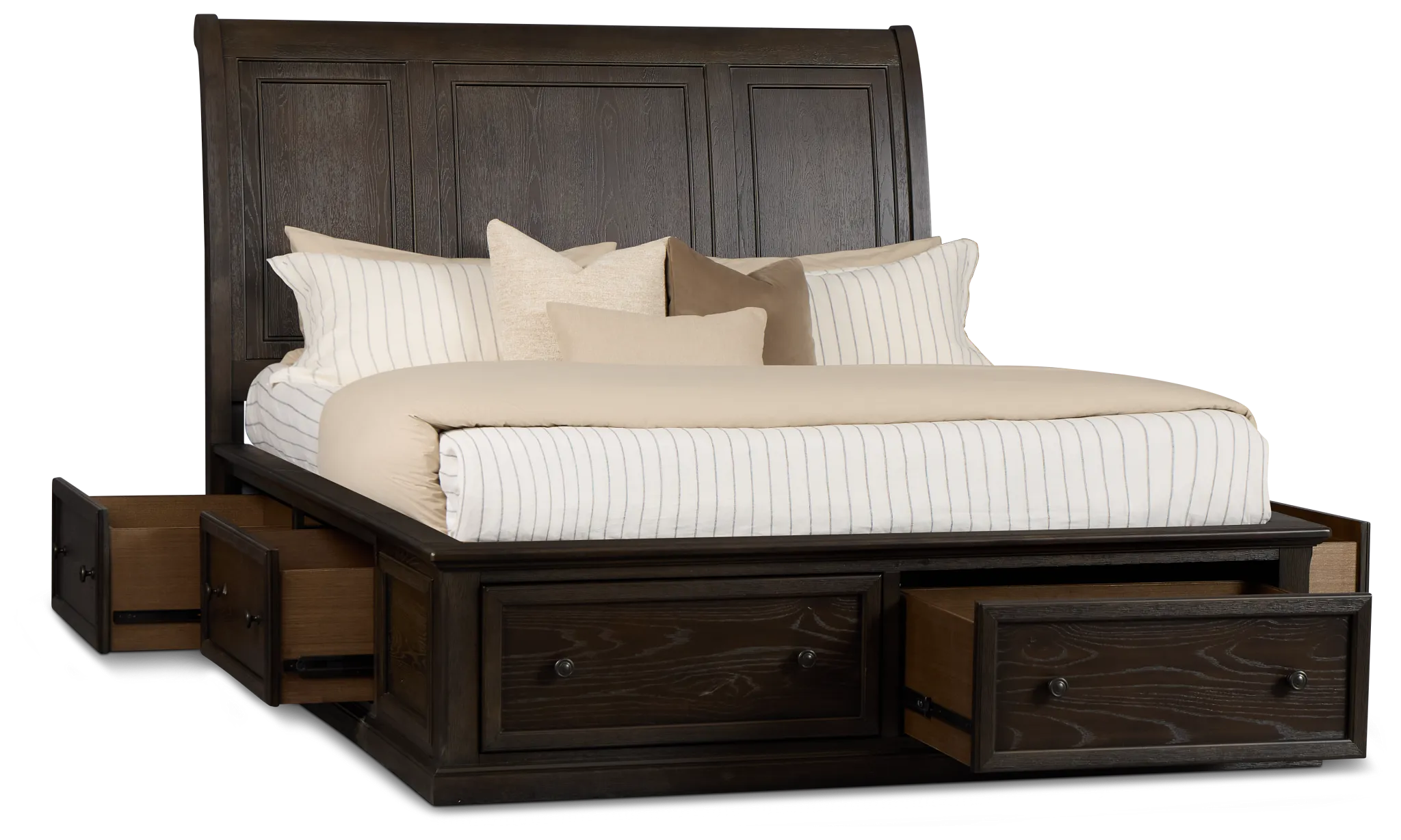 Galveston Dark Tone Sleigh Storage Bed