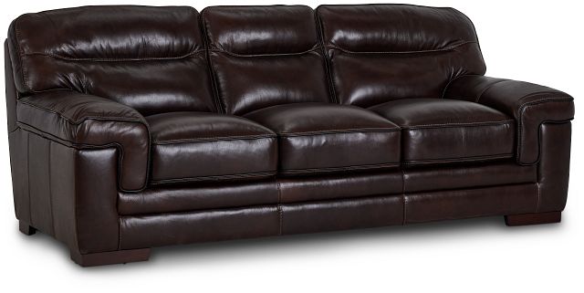 Alexander Dark Brown Leather Sofa, Leather Couches Clearance Closeout