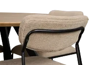 Lynden Light Tone Round Table & 4 Beige Metal Upholstered Side Chairs