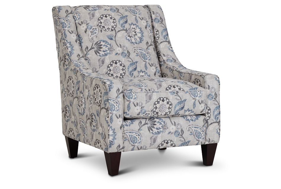Sylvie Blue Floral Accent Chair, (1)