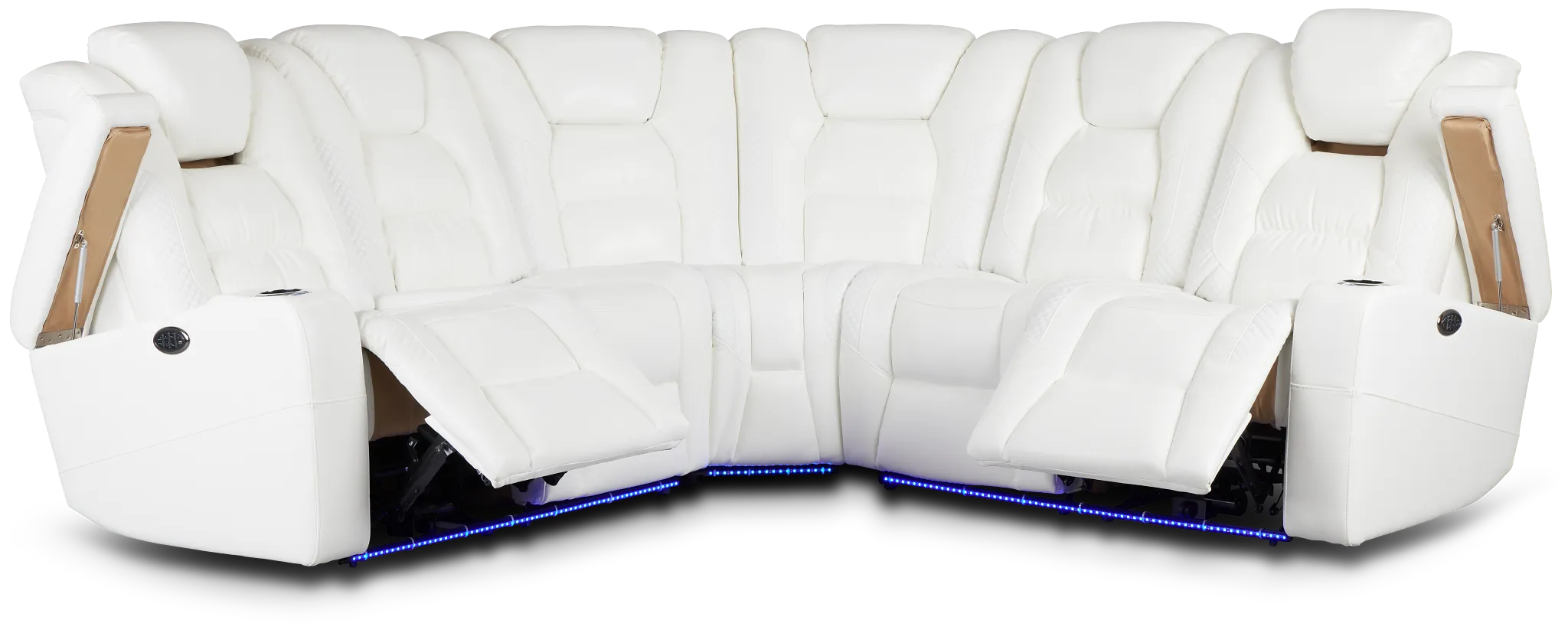 Troy White Micro Small Dual Power Reclining Two-arm Sectional