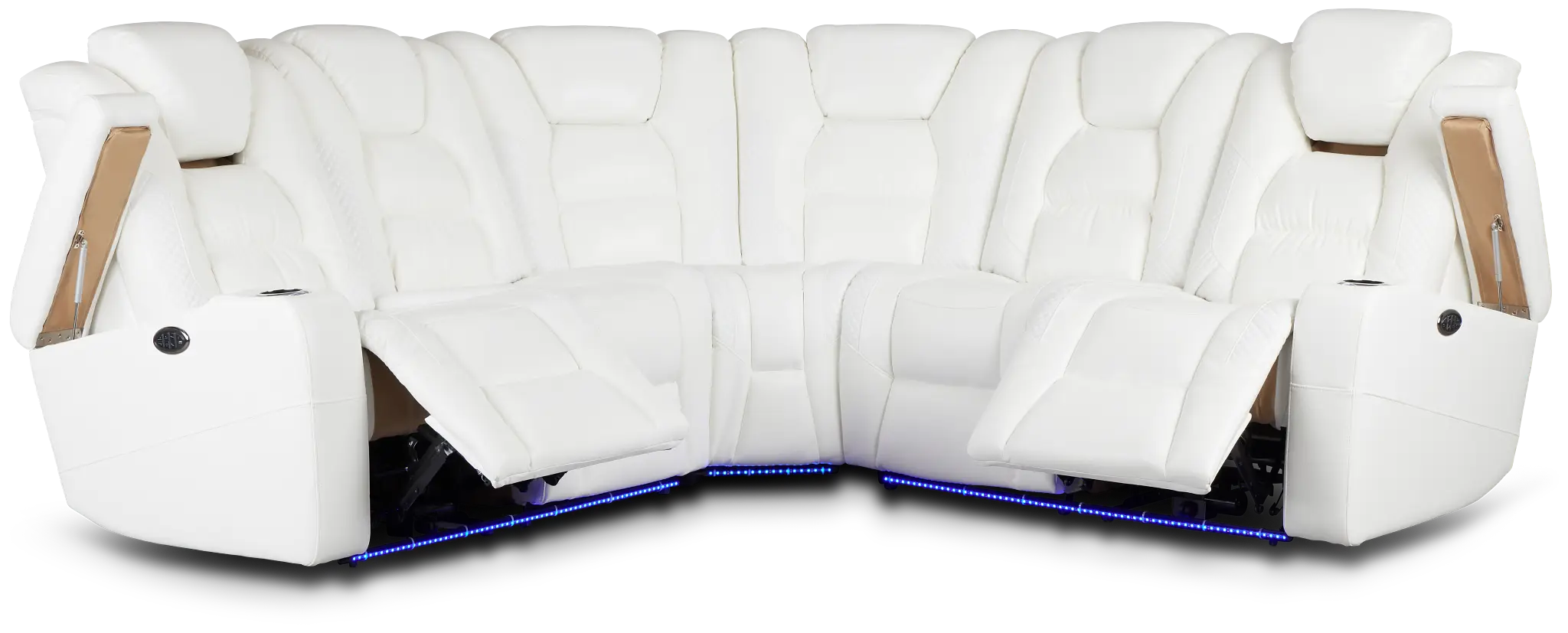 Troy White Micro Small Dual Power Reclining Two-arm Sectional Troy White Micro Small Dual Power Reclining Two-arm Sectional
