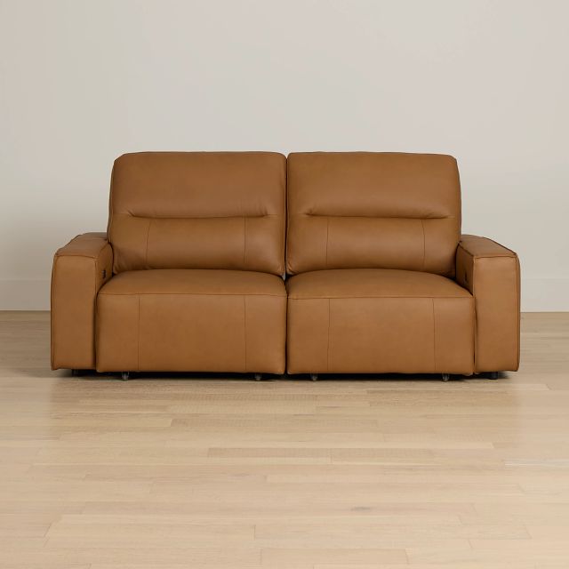 Rudy Brown Lthr/vinyl Power Extension Chaise Sofa