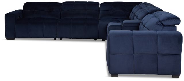 Gemma Navy Velvet Medium Triple Power 2-arm Sectional