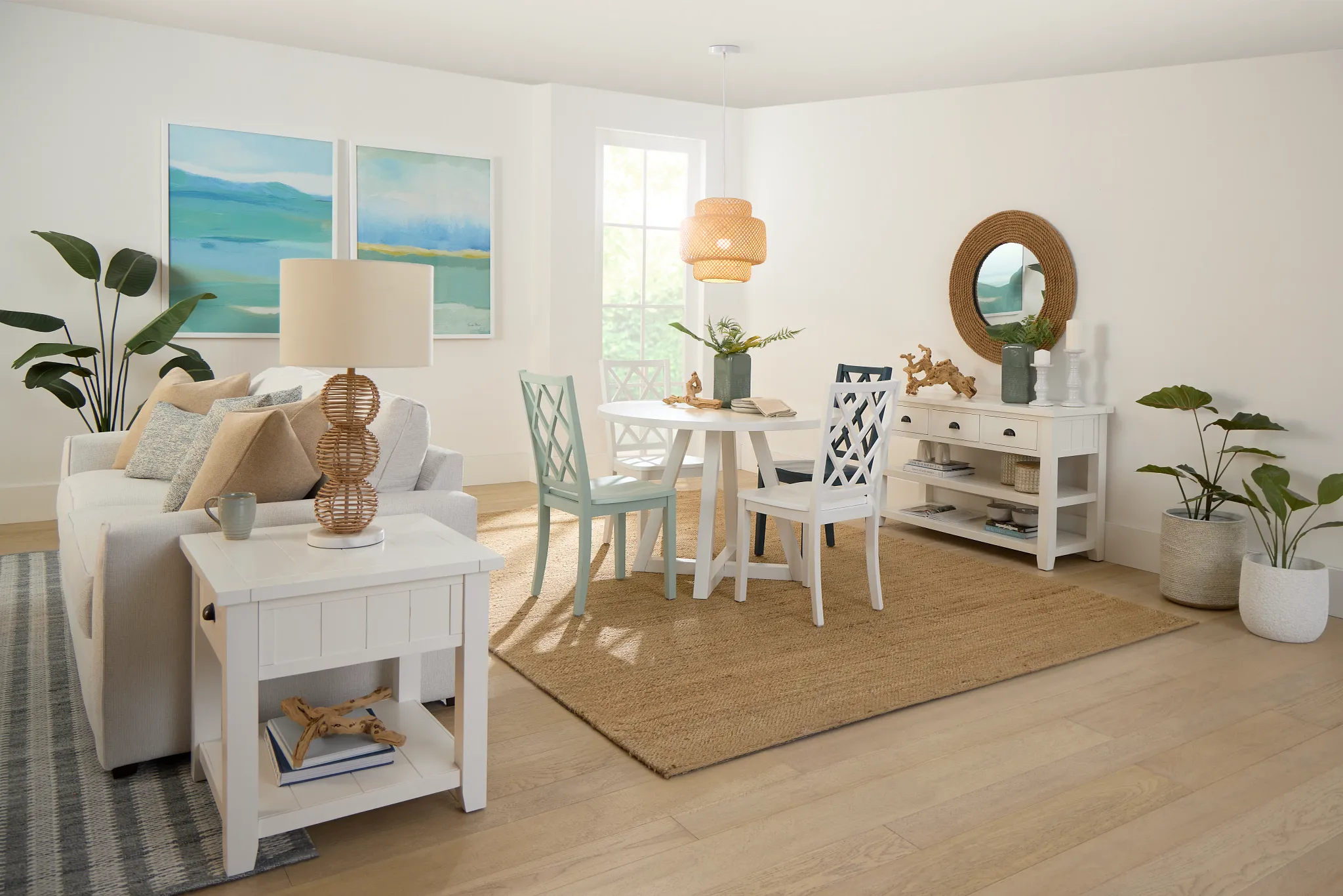Edgartown White Round Table & Mixed Chairs