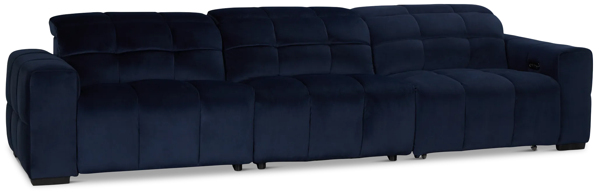 Gemma Navy Velvet Right Chaise Power Reclining Sectional