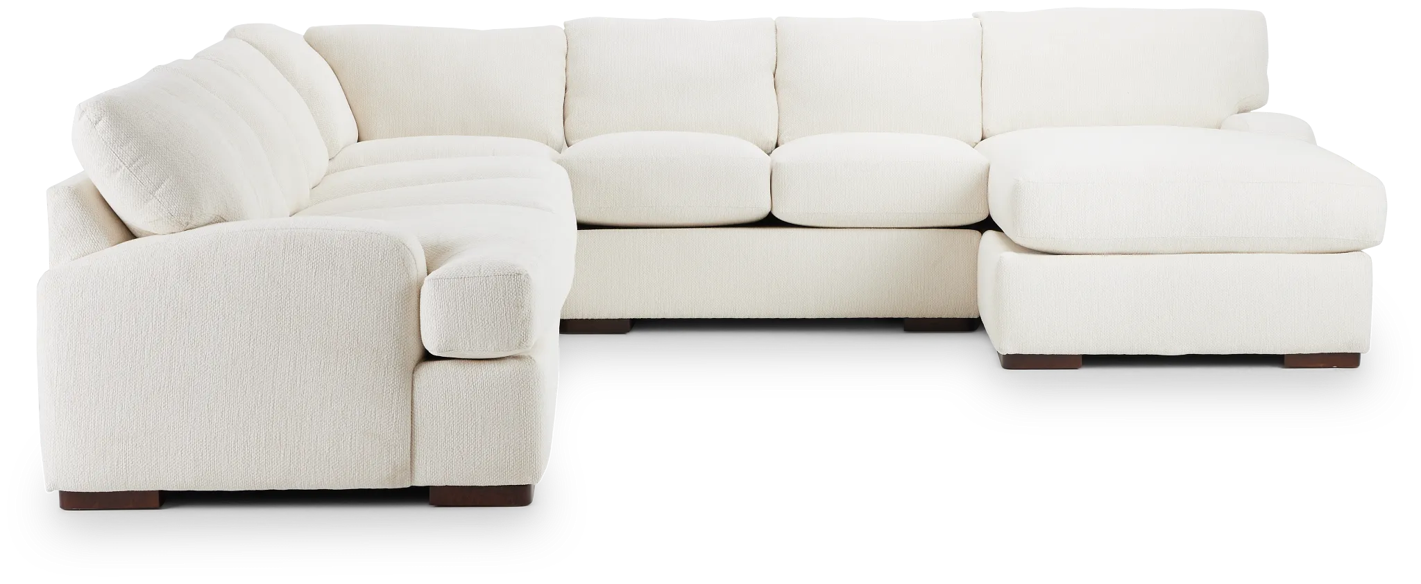 Alpha White Fabric Large Right Chaise Sectional