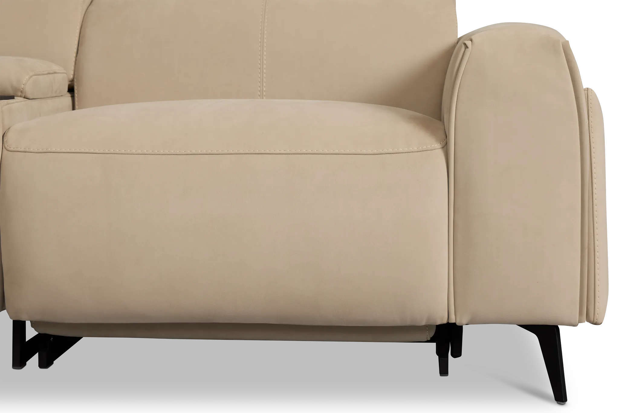 Reyna Beige Micro Large Dual Power Reclining Two-arm Sectional