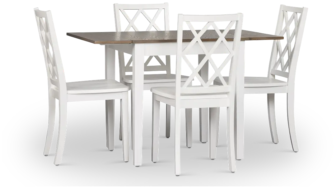 Edgartown Two-tone Rect Table & 4 White Wood Chairs Edgartown Two-tone Rect Table & 4 White Wood Chairs