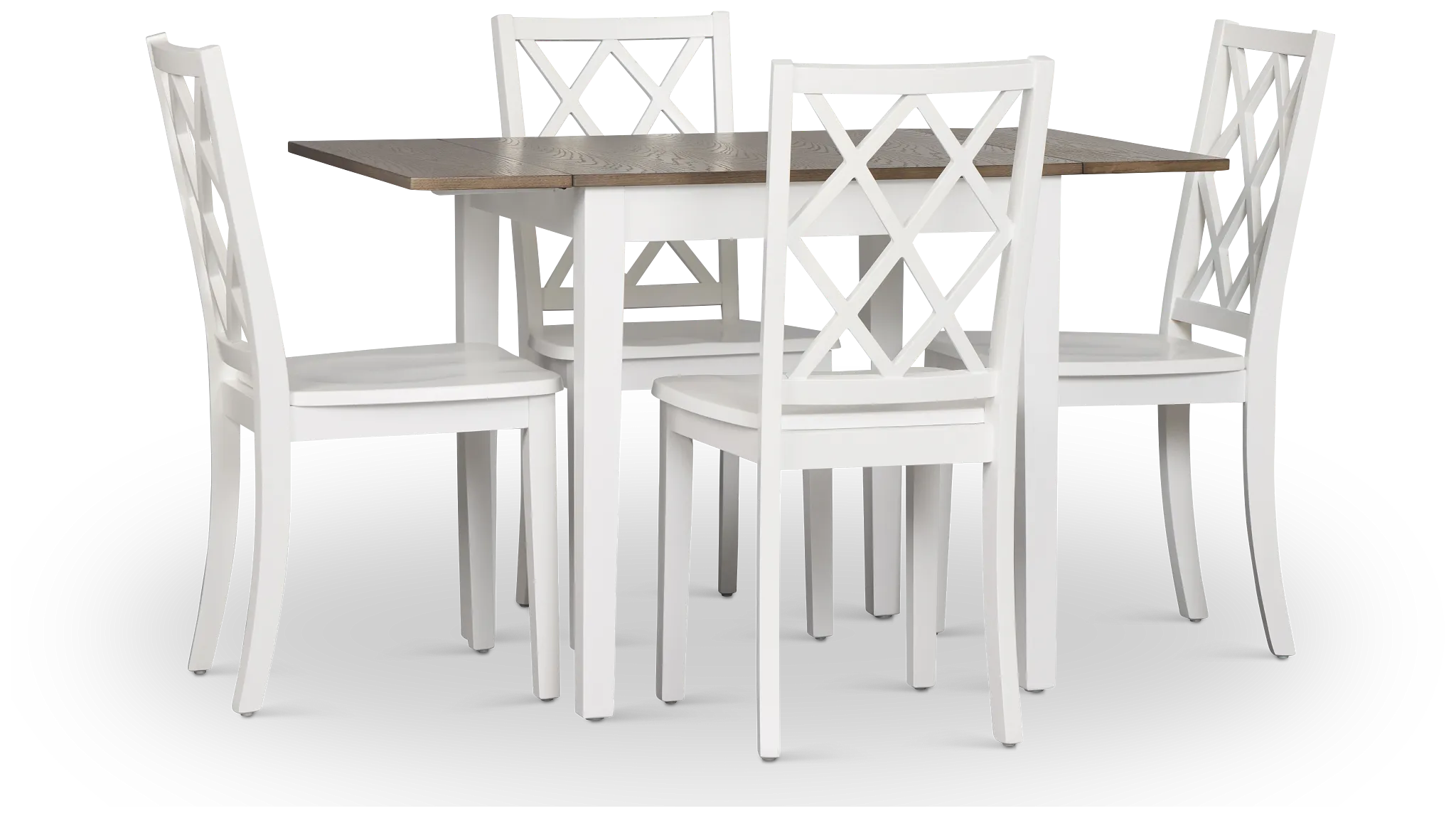 Edgartown Two-tone Rect Table & 4 White Wood Chairs