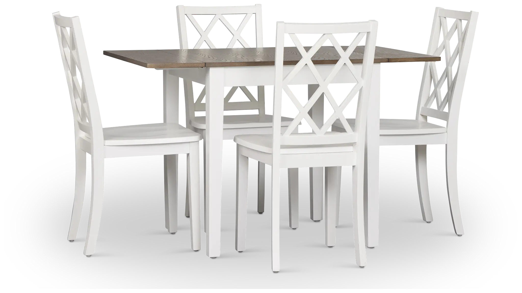 Edgartown Two-tone Rect Table & 4 White Wood Chairs Edgartown Two-tone Rect Table & 4 White Wood Chairs