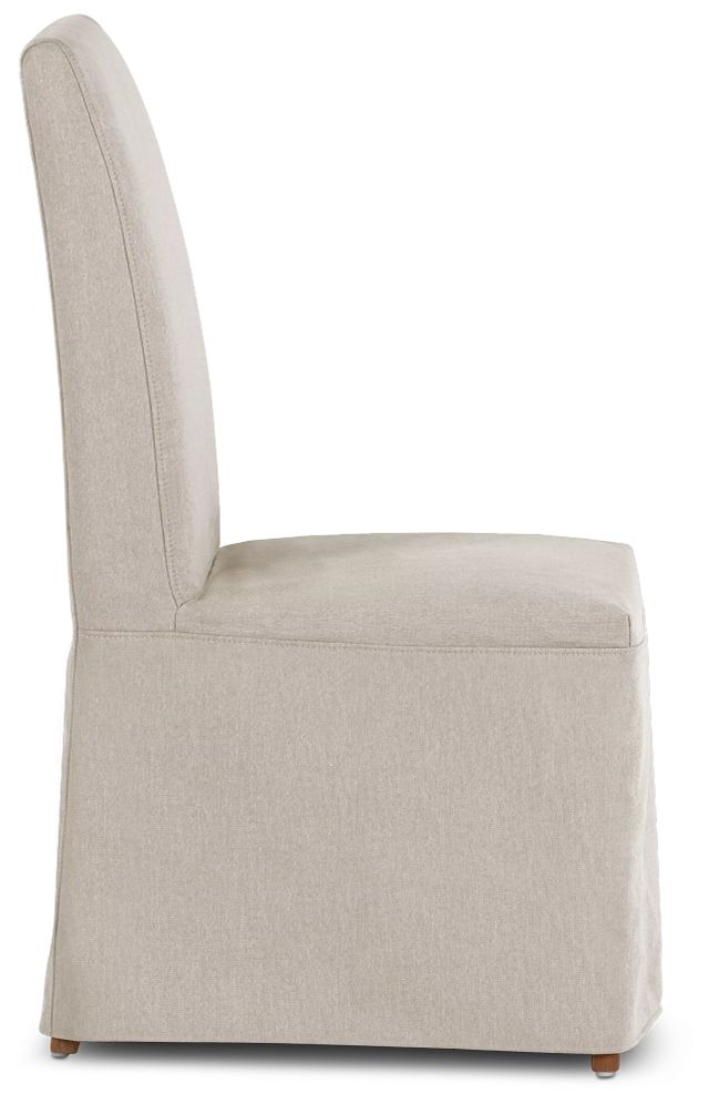 Harbor Light Beige Long Slipcover Chair With Light Tone Leg (2)