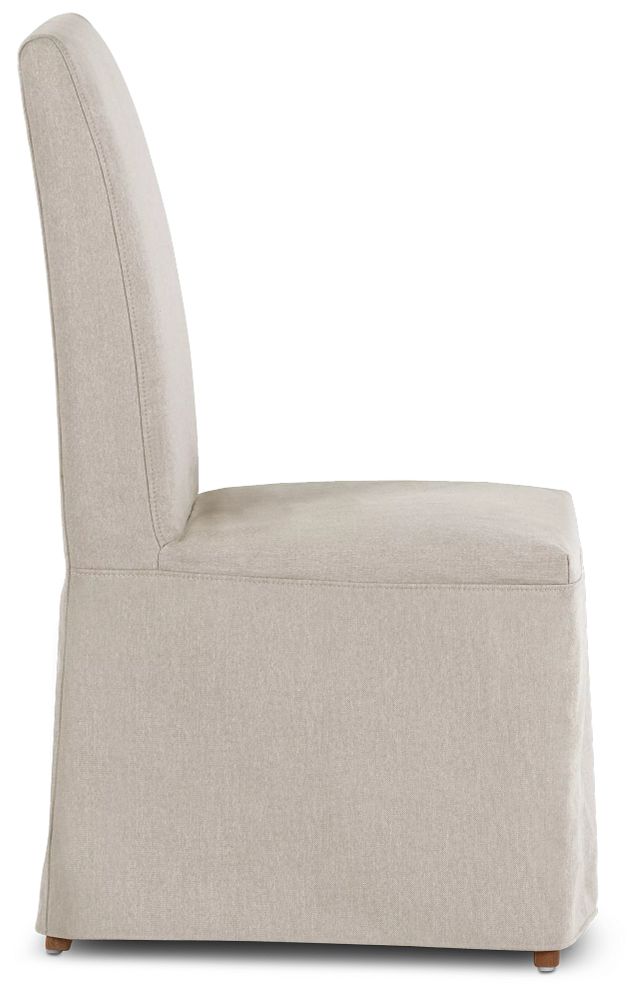 Harbor Light Beige Long Slipcover Chair With Light Tone Leg