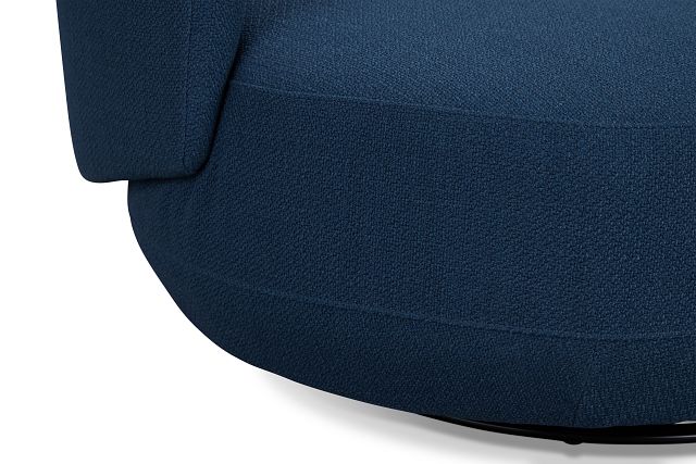 Chrisley Dark Blue Fabric Swivel Accent Chair