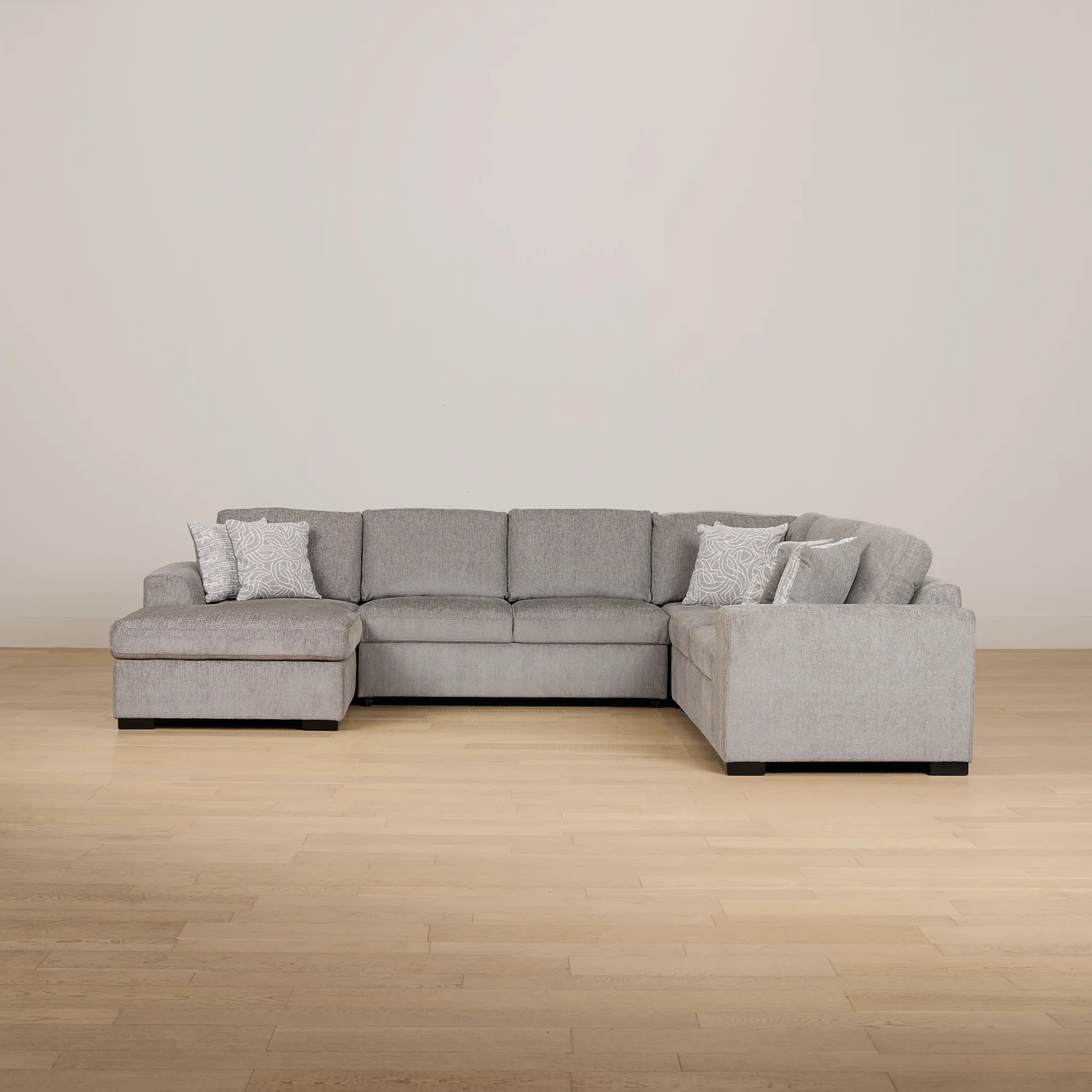 Blakely Gray Fabric Large Left Chaise Storage Sleeper Sectional