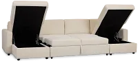 Addie Beige Fabric Double Chaise Sleeper Storage Sectional