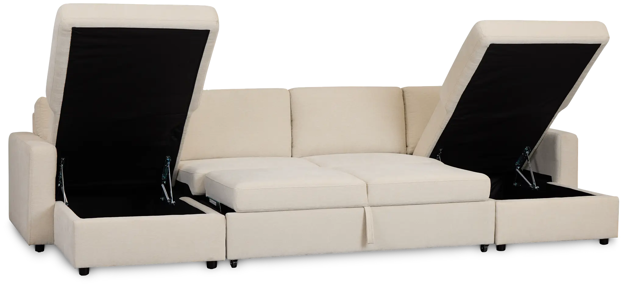 Addie Beige Fabric Double Chaise Sleeper Storage Sectional Addie Beige Fabric Double Chaise Sleeper Storage Sectional