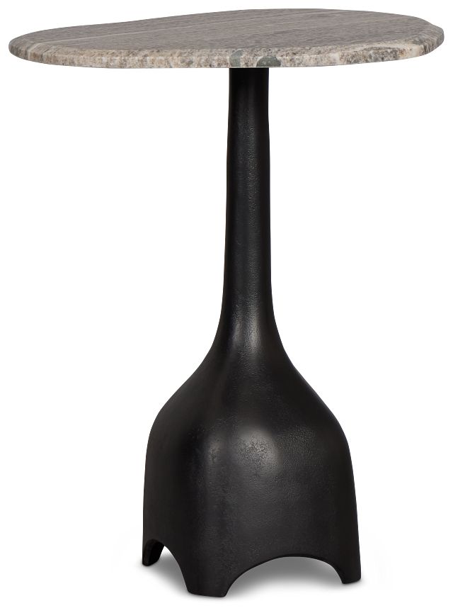 Lital Black Stone Accent Table