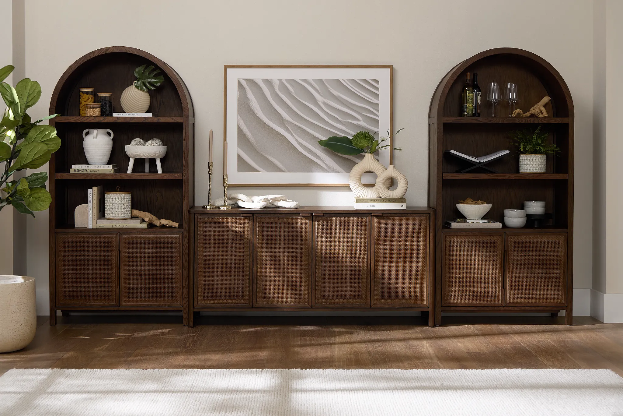 Pacific Mid Tone Arched Bookcase
