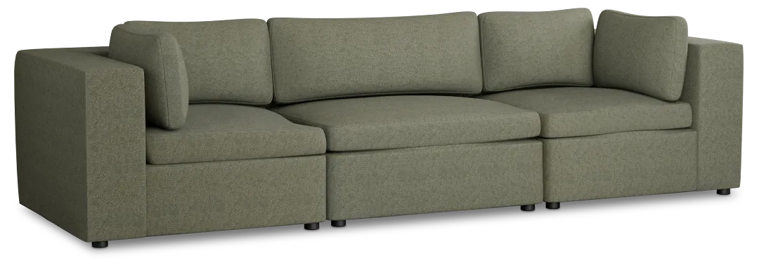 Destin Sutton Green Fabric 3-piece Modular Sofa