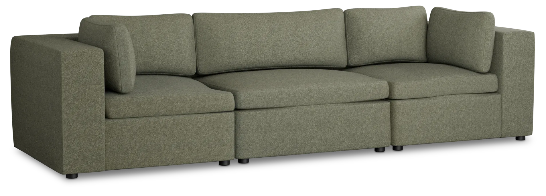 Destin Sutton Green Fabric 3 Piece Modular Sofa